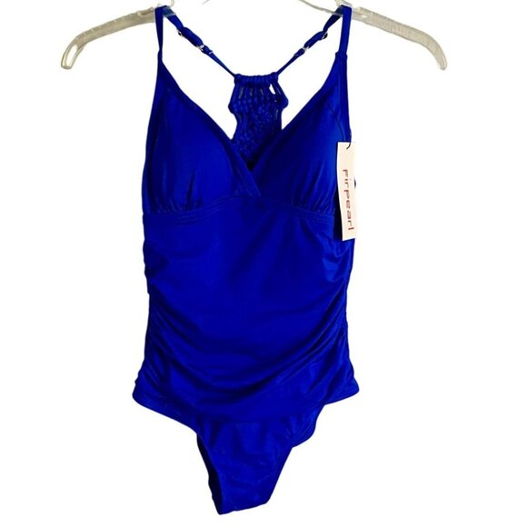 Firpearl Tummy Control Ruched Swimsuit with Braid Macramé Size 6 Runs Small NEW - Picture 2 of 9